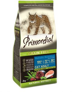 Сухой корм Grain Free Cat Adult беззерновой для взрослых кошек 2 кг Лосось и тунец Primordial