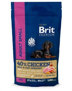 Сухой корм Premium Dog Adult Small для взрослых собак мелких пород 3 кг Курица Brit*
