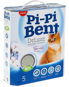 Наполнитель DeLuxe глиняный комкующийся для кошек 5 кг Clean Cotton Pi-pi bent