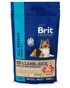 Сухой корм Premium Dog Sensitive с бараниной и индейкой для взрослых собак всех пород с чувствительн Brit*