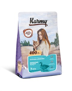 Сухой корм Hypoallergenic с уткой для кошек склонных к пищевой аллергии 400 г Утка Karmy