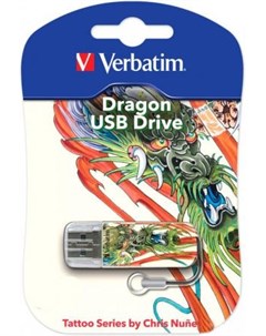 Флешка USB 16Gb Mini Tattoo Edition Dragon 049888 USB2 0 белый с рисунком Verbatim