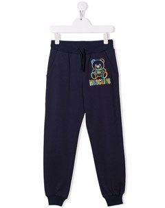 Зауженные брюки с вышитым логотипом Moschino kids