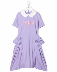 Платье с оборками и логотипом Fendi kids