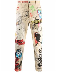 Укороченные брюки с принтом граффити Dsquared2