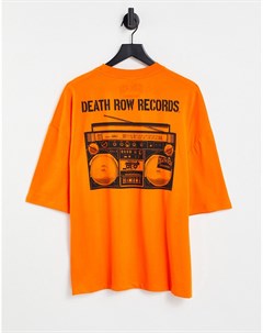 Оранжевая футболка в стиле oversized с принтом Death Row Records Asos design