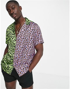 Свободная рубашка с отложным воротником и леопардовым принтом в стиле колор блок Asos design