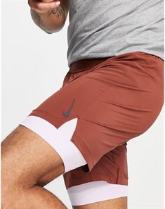 Темно оранжевые шорты 2 в 1 Nike Yoga Active Dri FIT Nike training