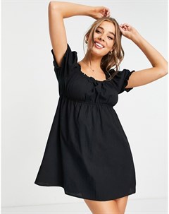 Черное пляжное платье с рукавами фонариками Cotton:on