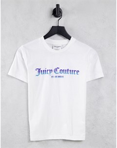 Белая облегающая футболка с логотипом Juicy couture