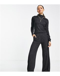 Трикотажные брюки с широкими штанинами темно серого цвета от комплекта Vero moda petite