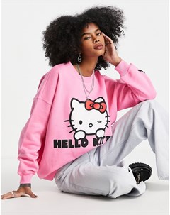 Розовый свободный свитшот с принтом Hello Kitty Asos design