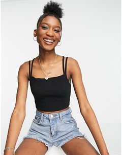 Черная присборенная майка на бретельках Asos design