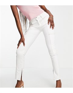Белые джинсы сигареты с завышенной талией и разрезами спереди ASOS DESIGN Tall Asos tall