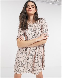Розовое свободное платье с принтом Urban threads