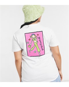 Свободная футболка с принтом Groovy Chick на спине Daisy street plus