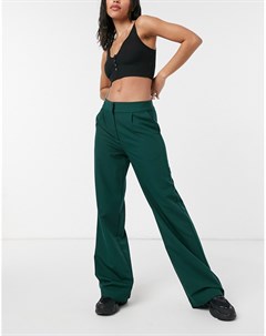 Темно зеленые брюки с широкими штанинами Y.a.s