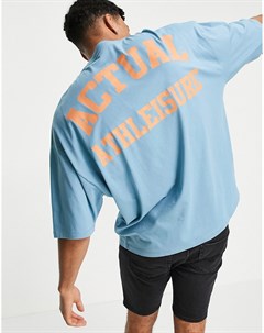 Голубая oversized футболка с логотипом на груди и спине ASOS Actual Athleisure Asos design