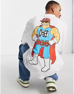 Белая oversized футболка с принтом Даффмена из Симпсонов Asos design