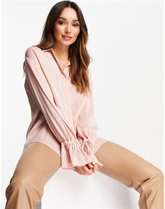Блузка цвета розового золота с завязками на манжетах и отделкой металлизированной нитью Demi Pretty lavish