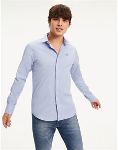 Синяя эластичная приталенная рубашка Tommy jeans