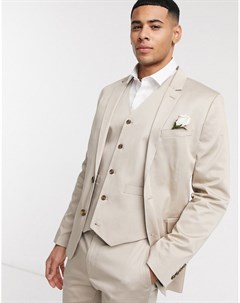 Супероблегающий хлопковый пиджак светло бежевого цвета wedding Asos design