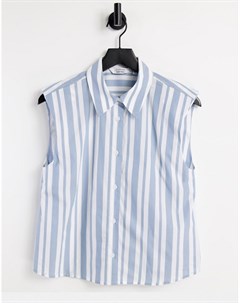 Рубашка без рукавов из органического хлопка с подплечниками в голубую полоску & other stories