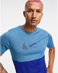 Синяя футболка с логотипом галочкой Wild Run Swoosh Nike running