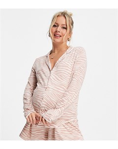 Светло розовый пижамный комплект с зебровым принтом Missguided maternity