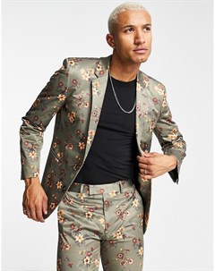 Зауженный пиджак с коричневым цветочным принтом Asos design