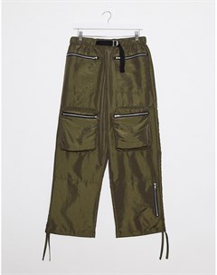 Широкие брюки цвета хаки с поясом Asos design