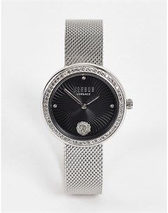 Часы с черным циферблатом с кристаллами Swarovski Versus versace