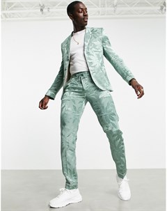 Пижамные брюки зеленого цвета облегающего кроя из сатина с цветочным узором Asos design