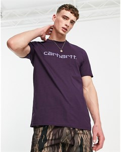 Фиолетовая футболка с надписью Carhartt wip
