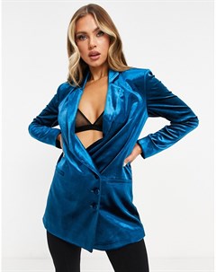 Строгий бархатный пиджак синего цвета от комплекта Tailored Aqaq