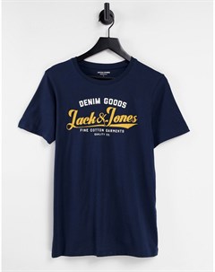 Темно синяя футболка с логотипом Jack & jones