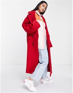 Красное пальто в стиле oversized с начесом Asos design