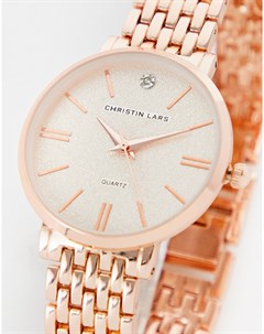 Женские часы цвета розового золота с металлическом браслетом Christian Lars Christin lars