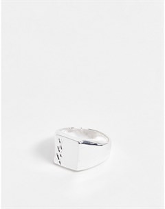 Серебристое кольцо печатка с гравированным рисунком крестиков Asos design