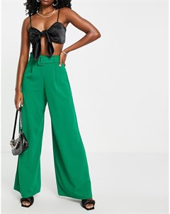Изумрудно зеленые широкие брюки с поясом от комплекта I saw it first