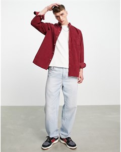 Бордовая вельветовая oversized рубашка в стиле 90 х Asos design