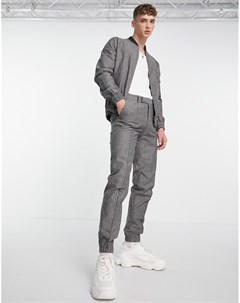 Серые строгие узкие брюки в тонкую полоску с манжетами в стиле джоггеров от комплекта Asos design