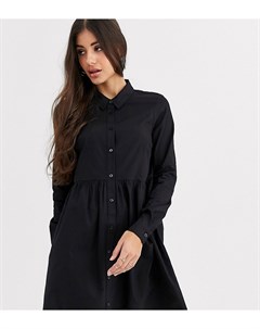 Черное хлопковое платье рубашка мини ASOS DESIGN Tall Asos tall