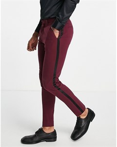 Суперзауженные брюки бордового цвета для смокинга Asos design