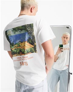 Белая футболка с принтом картины Поля Сезанна на спине Vintage supply