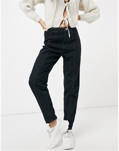 Черные джинсы в винтажном стиле с декоративными швами Missguided