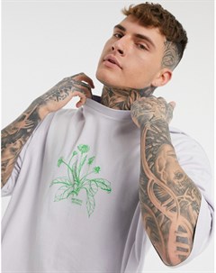 Сиреневая футболка в стиле oversized с контрастным цветочным принтом на груди Asos design