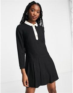 Платье рубашка мини черного цвета с декорированными пуговицами в виде цветов & other stories
