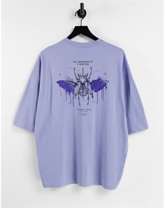 Фиолетовая oversized футболка с принтом птицы на спине Asos design