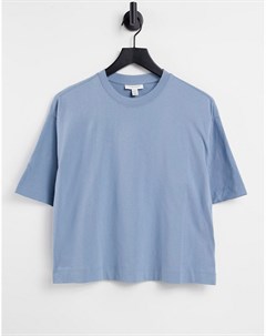 Голубая свободная футболка со вставкой Topshop